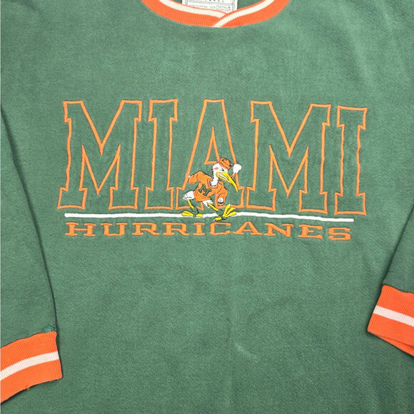 Team Edition Apparel Miami Hurricanes Embroidered Logo Vintage Crew Neck - Picture 6 of 10